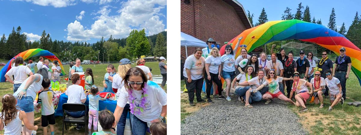 The PTO’s biggest fundraiser of the year was Skamania’s first ever Color Run on May 26, where the whole community came together to raise over $7,200 for school playground improvements and other enrichment opportunities for Skamania students!